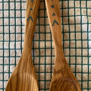 Olive Wood 2 Piece Salad Set- "Triangle" Design