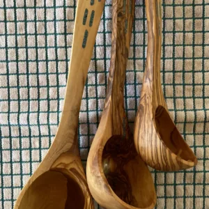 3 Piece Olive Wood Ladle Set- "3 Dash" Design