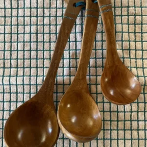 3 Piece Teak Ladle Set- "Double Line" Design