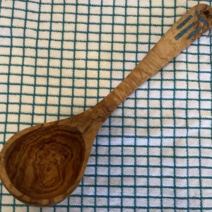 Large Olive Wood Ladle- "Curve-Dash" Design