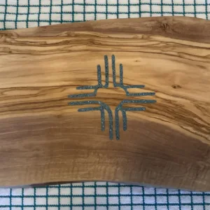 Live Edge Olive Wood Charcuterie Board- "Heart Zia" Design