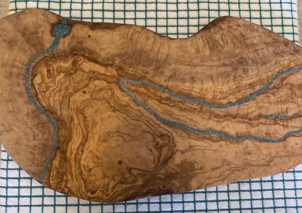 Live Edge Olive Wood Charcuterie Board-"River" Design