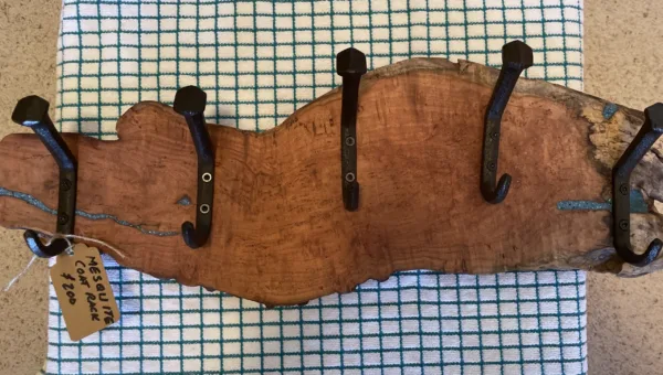 5 Hook Mesquite Live Edge Coat Rack- "Minimal" Design