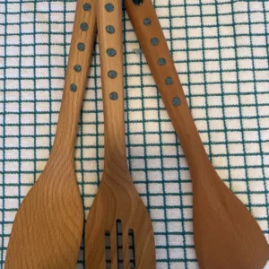 3 Piece Beech Utensil Set- "Dot" Design