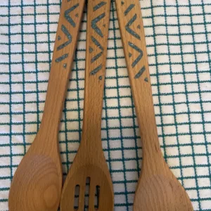 3 Piece Beech Utensil Set- "Zig Zag" Design