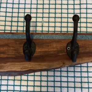 5 Hook Live Edge Pecan Coat Rack- "Lines" Design