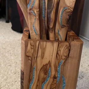 Small Square Olive Wood Utensil Holder