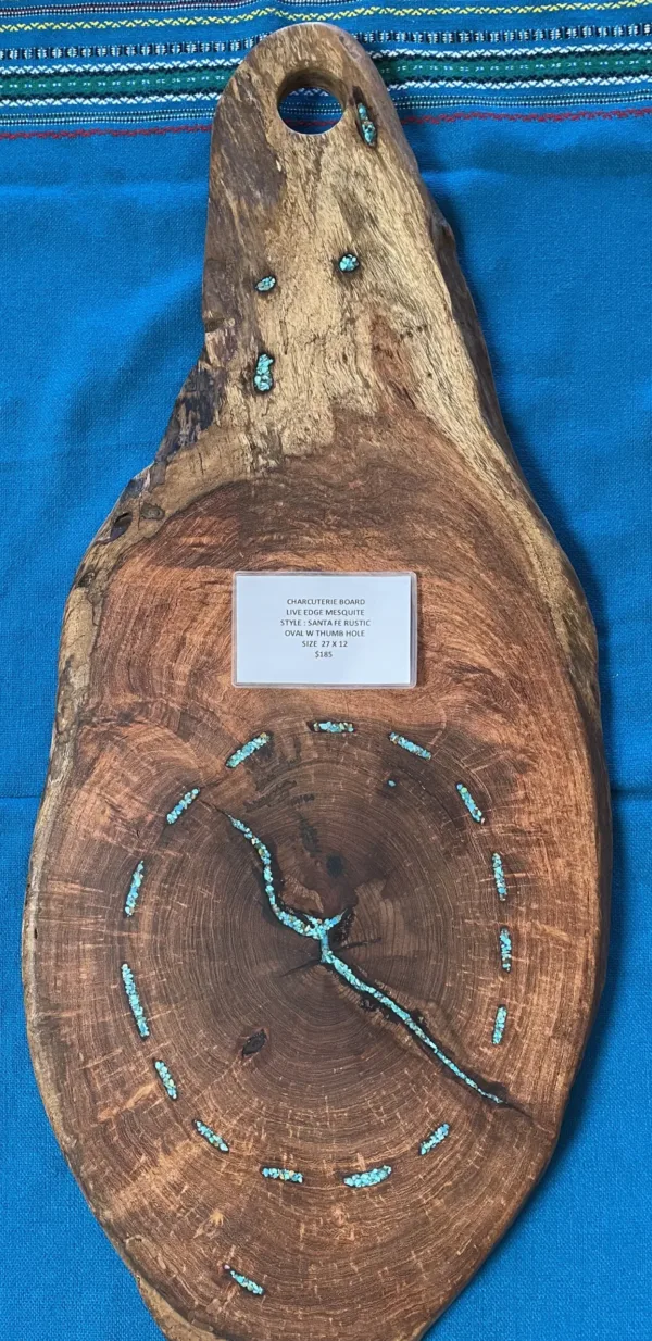 Live Edge Mesquite Charcuterie Board- "Oval/Thumb Hole" Design