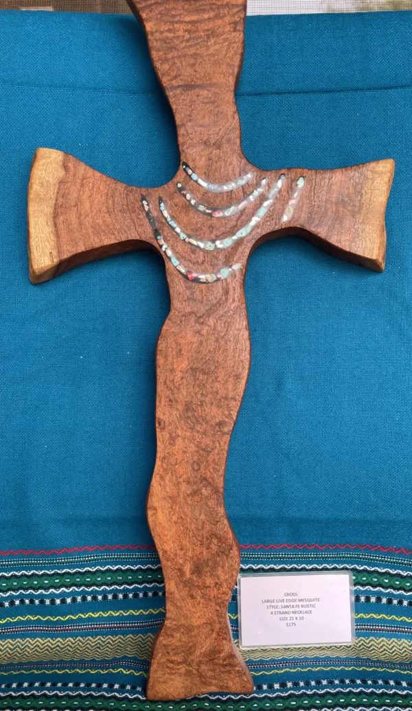 Live Edge Mesquite Cross- "4 Strand Necklace" Design