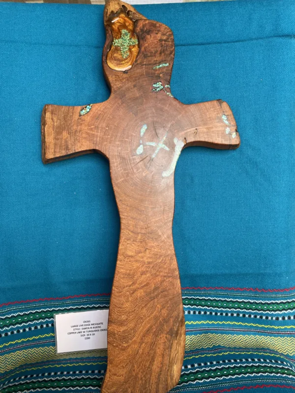 Live Edge Mesquite Cross- "Copper Lake" Design