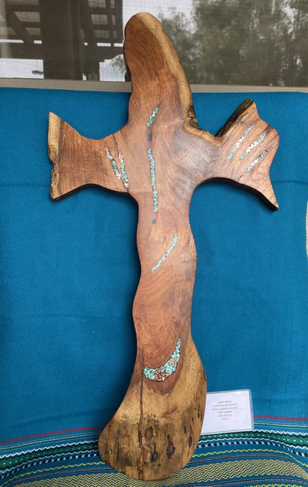 Large Live Edge Mesquite Cross- "The Chosen" Design