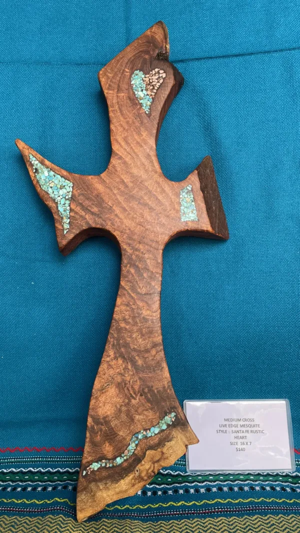 Live Edge Mesquite Cross-"Heart" Design