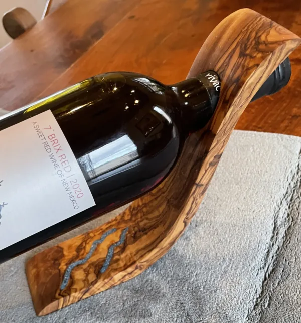 Olive Wood Wine Holder- "Natural"  Design